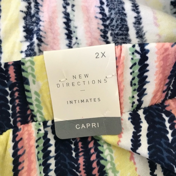 New Directions Striped Capri Lounge Pajama Pants 2X NWT Cotton Rayon - Picture 6 of 14